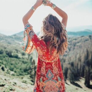 Vibrant Bohemian Kimono Maxi Dress